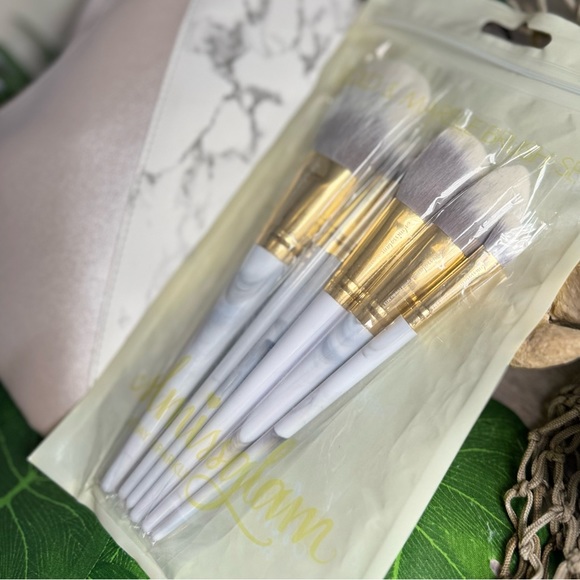 NEW SLMISSGLAM Marble Makeup Brushes & Bag Beauty Bundle Cosmetics Brush Lot Set - Picture 13 of 13